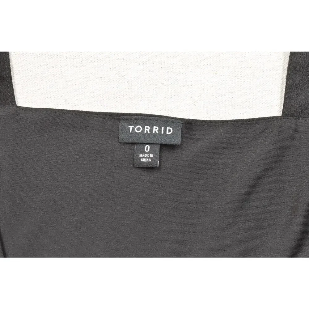 Torrid Women's Size 0 Black Zip Front Peplum Tank Top Sleeveless V-Neck Textured - Picture 6 of 8